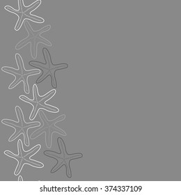 Seamless  vertical  pattern  of  marine inhabitants,stars,hole,copy space. Hand drawn.