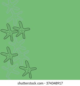 Seamless  vertical  pattern  of  marine inhabitants,stars,hole,copy space. Hand drawn.