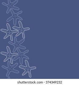 Seamless  vertical  pattern  of  marine inhabitants,stars,hole,copy space. Hand drawn.