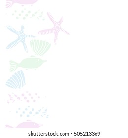 Seamless vertical pattern of sea theme, halftone.