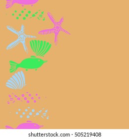 Seamless vertical pattern of sea theme, halftone.