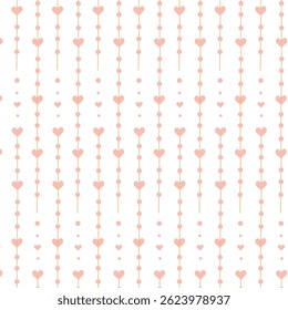 
A seamless vertical pattern of soft pink hearts and dots