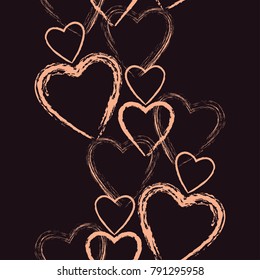 Seamless vertical pattern for St. Valentine's Day. Vintage decorative elements. Ornament with hearts. 