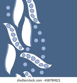 Seamless   vertical   pattern of  stylized floral motif, doodles,  spot, hole, peas, pods, ellipses, copy space . Hand drawn.