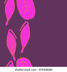 Seamless vertical   pattern of  stylized floral motif, doodles,  spot, stripes, leaves, fruits, copy space . Hand drawn.