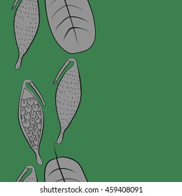 Seamless vertical   pattern of  stylized floral motif, doodles,  spot, stripes, leaves, fruits, copy space . Hand drawn.