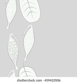 Seamless vertical   pattern of  stylized floral motif, doodles,  spot, stripes, leaves, fruits, copy space . Hand drawn.