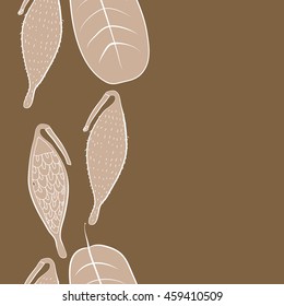 Seamless vertical   pattern of  stylized floral motif, doodles,  spot, stripes, leaves, fruits, copy space . Hand drawn.