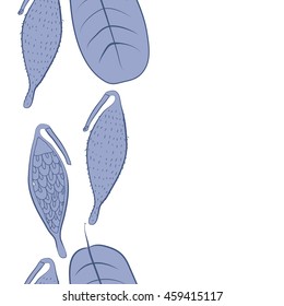 Seamless vertical   pattern of  stylized floral motif, doodles,  spot, stripes, leaves, fruits, copy space . Hand drawn.
