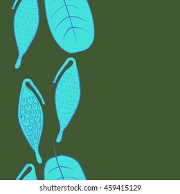 Seamless vertical   pattern of  stylized floral motif, doodles,  spot, stripes, leaves, fruits, copy space . Hand drawn.