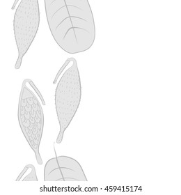 Seamless vertical   pattern of  stylized floral motif, doodles,  spot, stripes, leaves, fruits, copy space . Hand drawn.