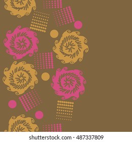 Seamless  vertical  pattern of  stylized floral motif, halftone.