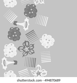 Seamless    vertical  pattern of  stylized floral motif,halftone.