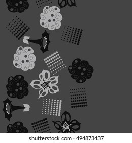 Seamless    vertical  pattern of  stylized floral motif,halftone.
