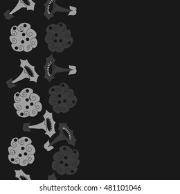 Seamless vertical pattern of  stylized  flowers. Hand drawn.