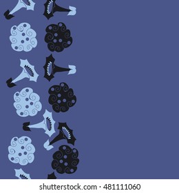 Seamless vertical pattern of  stylized  flowers. Hand drawn.