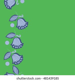 Seamless vertical pattern of  stylized  flowers,branches. Hand drawn.