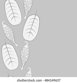 Seamless  vertical pattern with  stylized    fruits, leaves, copy space. Hand drawn.