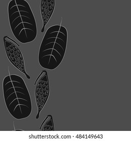 Seamless  vertical pattern with  stylized    fruits, leaves, copy space. Hand drawn.