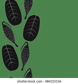 Seamless  vertical pattern with  stylized    fruits, leaves, copy space. Hand drawn.