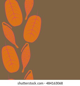 Seamless  vertical pattern with  stylized    fruits, leaves, copy space. Hand drawn.
