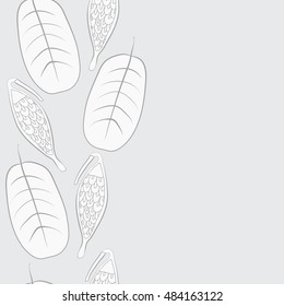 Seamless  vertical pattern with  stylized    fruits, leaves, copy space. Hand drawn.