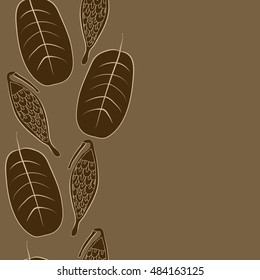 Seamless  vertical pattern with  stylized    fruits, leaves, copy space. Hand drawn.