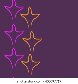Seamless vertical pattern of stylized  motif,gothic lily,leaves, floral,copy space. Hand drawn.