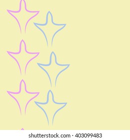 Seamless vertical pattern of stylized  motif,gothic lily,leaves, floral,copy space. Hand drawn.