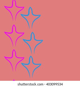 Seamless vertical pattern of stylized  motif,gothic lily,leaves, floral,copy space. Hand drawn.