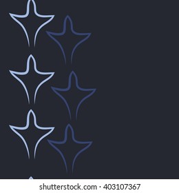 Seamless vertical pattern of stylized  motif,gothic lily,leaves, floral,copy space. Hand drawn.