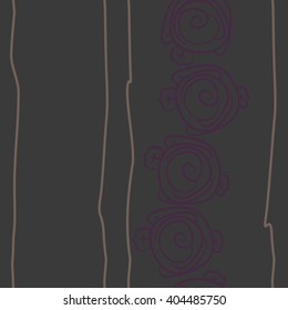 Seamless vertical pattern of stylized rosy,leaves, stripes, floral, spirals, copy space. Hand drawn.