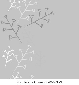 Seamless  vertical pattern of twigs, doodles, triangles,hole, copy space. Hand drawn.