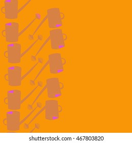 Seamless  vertical   pattern of watering can, doodles,  object,ellipses  . Hand drawn.
