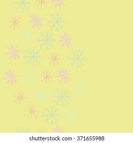 Seamless  vertical  pattern  of  winter  motif, doodles, snowflakes, zigzag, stripes. Hand drawn.