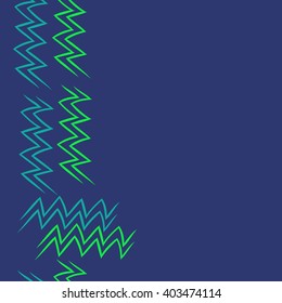 Seamless vertical pattern of zodiac  motif, zigzags,aquarius,  copy space. Hand drawn.