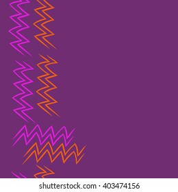 Seamless vertical pattern of zodiac  motif, zigzags,aquarius,  copy space. Hand drawn.