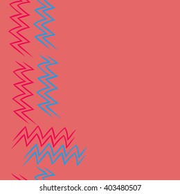 Seamless vertical pattern of zodiac  motif, zigzags,aquarius,  copy space. Hand drawn.