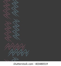 Seamless vertical pattern of zodiac  motif, zigzags,aquarius,  copy space. Hand drawn.