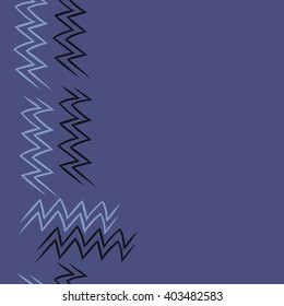 Seamless vertical pattern of zodiac  motif, zigzags,aquarius,  copy space. Hand drawn.
