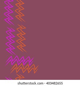Seamless vertical pattern of zodiac  motif, zigzags,aquarius,  copy space. Hand drawn.