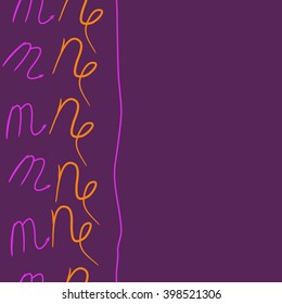 Seamless vertical  pattern of zodiac signs motif,scorpio,capricorn, stripe, object, copy space. Hand drawn.