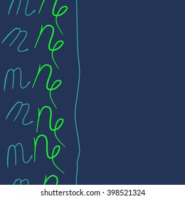 Seamless vertical  pattern of zodiac signs motif,scorpio,capricorn, stripe, object, copy space. Hand drawn.