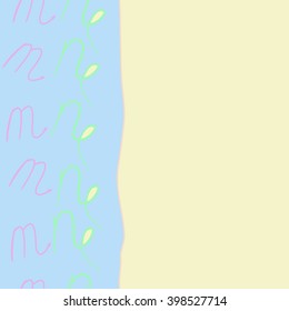 Seamless vertical  pattern of zodiac signs motif,scorpio,capricorn, stripe, object, copy space. Hand drawn.