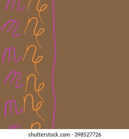Seamless vertical  pattern of zodiac signs motif,scorpio,capricorn, stripe, object, copy space. Hand drawn.