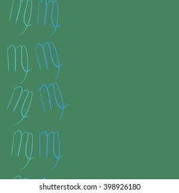 Seamless vertical  pattern of zodiac signs motif,virgo,   object, copy space. Hand drawn.