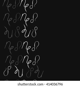 Seamless vertical  pattern of zodiac signs, doodles, object,capricorn,copy space ,lions. Hand drawn.