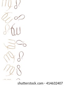 Seamless vertical  pattern of zodiac signs, doodles, object,virgo,copy space ,lions. Hand drawn.