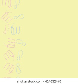 Seamless vertical  pattern of zodiac signs, doodles, object,virgo,copy space ,lions. Hand drawn.