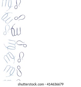 Seamless vertical  pattern of zodiac signs, doodles, object,virgo,copy space ,lions. Hand drawn.